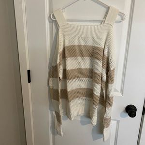 Striped cold shoulder sweater